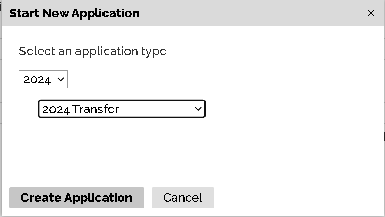 Start New Transfer Application